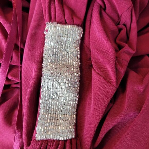 Vintage Ralph Lauren Gown 6 Pink Rhinestone One Shoulder Side Ruched Slit Sexy - Picture 6 of 16